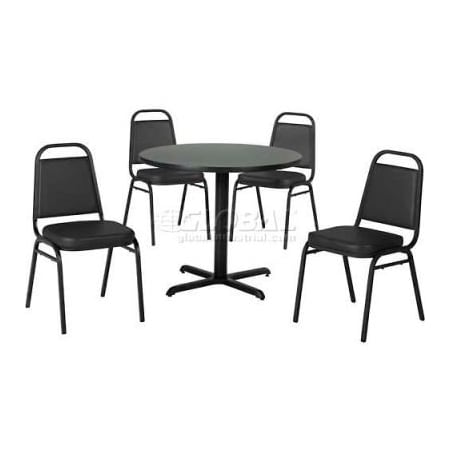 Phoenix Office Furn. Premier Hospitality 36in Round Table & Stack Chair Set, Graphite 14436RDGH078